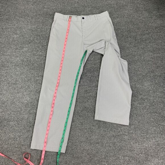 Nike Pants Men 34 White Grey Stripe Dri Fit Flat Front Performance Stretch Golf - Picture 6 of 12